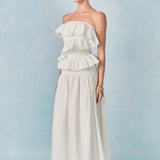 Mixed Media Strapless Maxi Dress