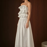 Mixed Media Strapless Maxi Dress