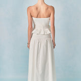 Mixed Media Strapless Maxi Dress