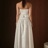 Mixed Media Strapless Maxi Dress