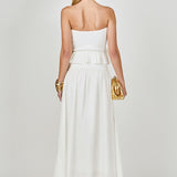 Mixed Media Strapless Maxi Dress