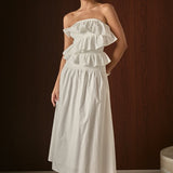 Mixed Media Strapless Maxi Dress