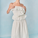 Mixed Media Strapless Maxi Dress