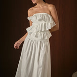 Mixed Media Strapless Maxi Dress