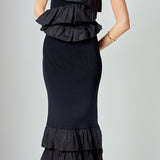 Mixed Media Strapless Fitted Maxi Dress