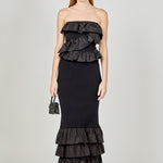 Endless Rose Women's Mixed Media Strapless Fitted Maxi Dress - Black Endless Rose Women's Mixed Media Strapless Fitted Maxi Dress - Black