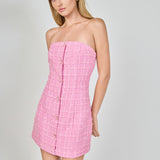 Tweed Strapless Mini Dress