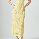 Square Neck Lace Midi Dress