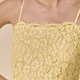 Square Neck Lace Midi Dress
