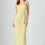 Square Neck Lace Midi Dress