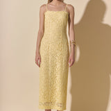 Square Neck Lace Midi Dress