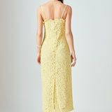 Square Neck Lace Midi Dress
