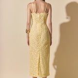 Square Neck Lace Midi Dress