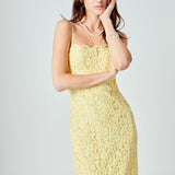 Square Neck Lace Midi Dress