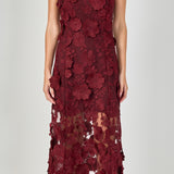 Strapless Floral Embroidered Maxi Dress