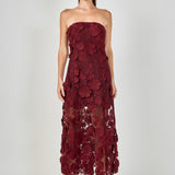 Strapless Floral Embroidered Maxi Dress
