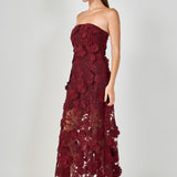 Strapless Floral Embroidered Maxi Dress
