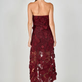 Strapless Floral Embroidered Maxi Dress