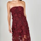 Strapless Floral Embroidered Maxi Dress