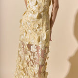 Strapless Floral Embroidered Maxi Dress