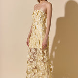 Strapless Floral Embroidered Maxi Dress