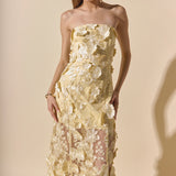 Strapless Floral Embroidered Maxi Dress