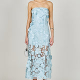 Strapless Floral Embroidered Maxi Dress