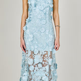 Strapless Floral Embroidered Maxi Dress