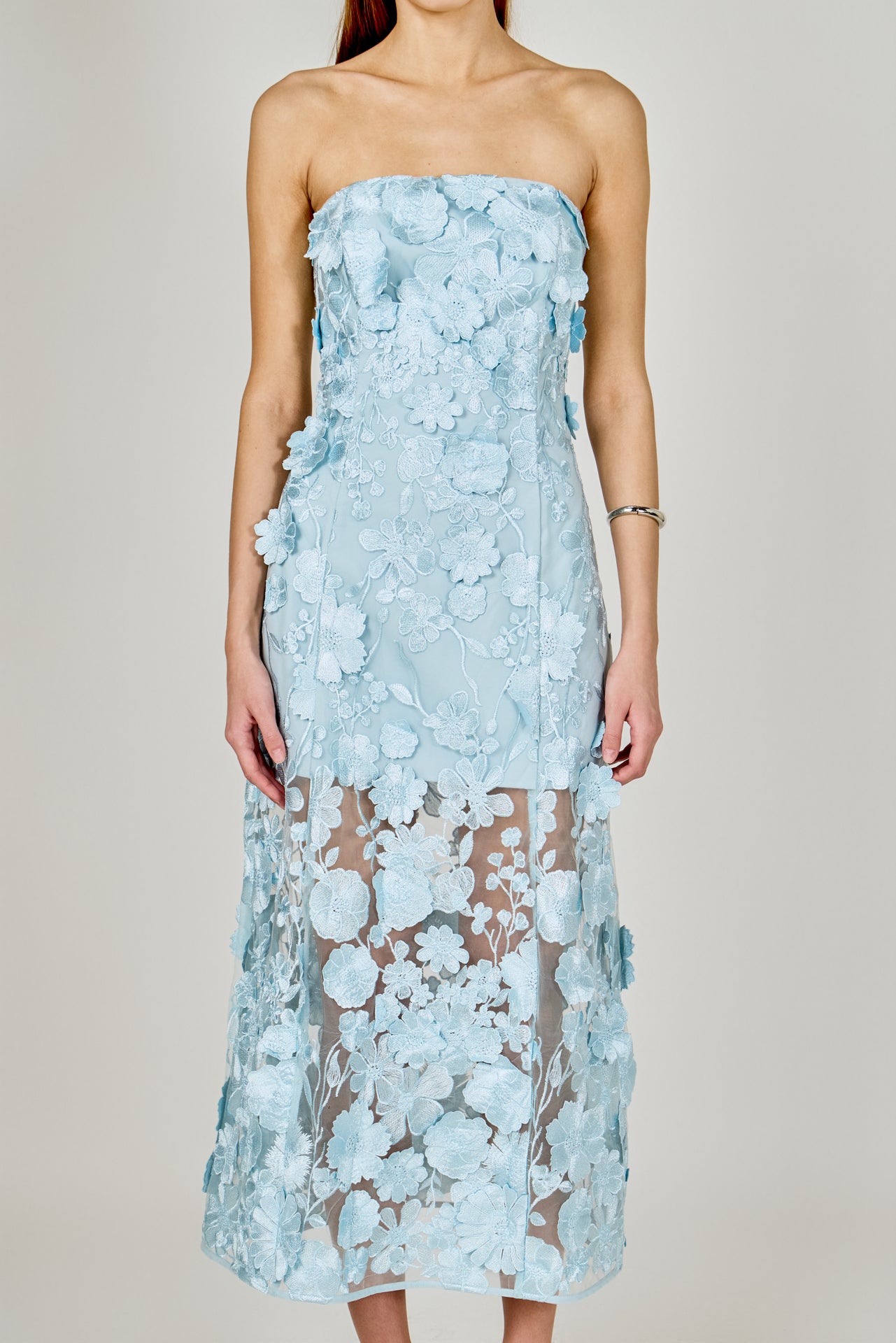 Strapless Floral Embroidered Maxi Dress – Endless Rose