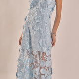 Strapless Floral Embroidered Maxi Dress