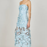 Strapless Floral Embroidered Maxi Dress