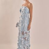 Strapless Floral Embroidered Maxi Dress
