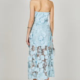 Strapless Floral Embroidered Maxi Dress