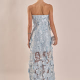 Strapless Floral Embroidered Maxi Dress