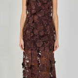 Strapless Floral Embroidered Maxi Dress