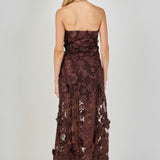 Strapless Floral Embroidered Maxi Dress
