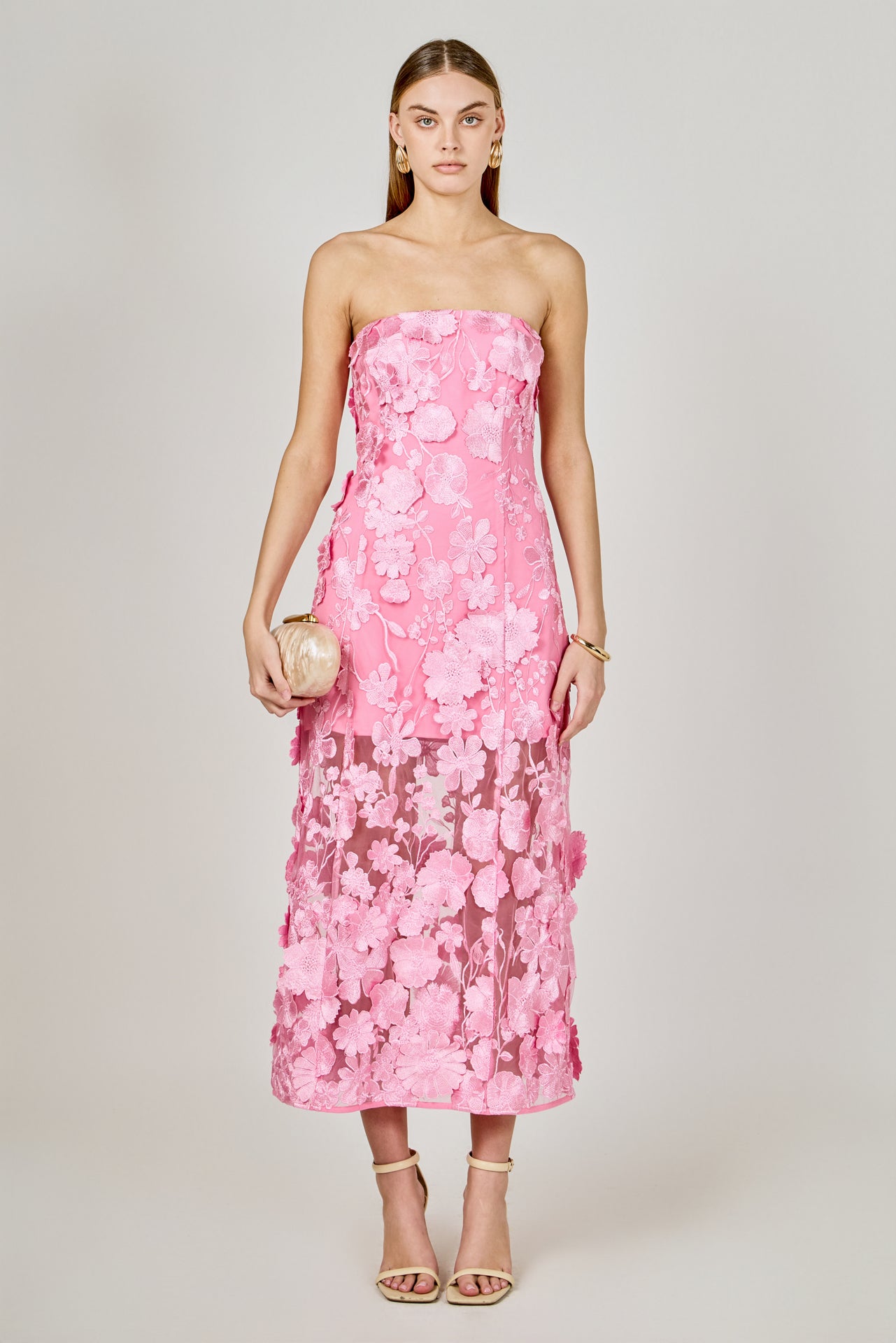 Strapless Floral Embroidered Maxi Dress – Endless Rose