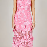 Strapless Floral Embroidered Maxi Dress