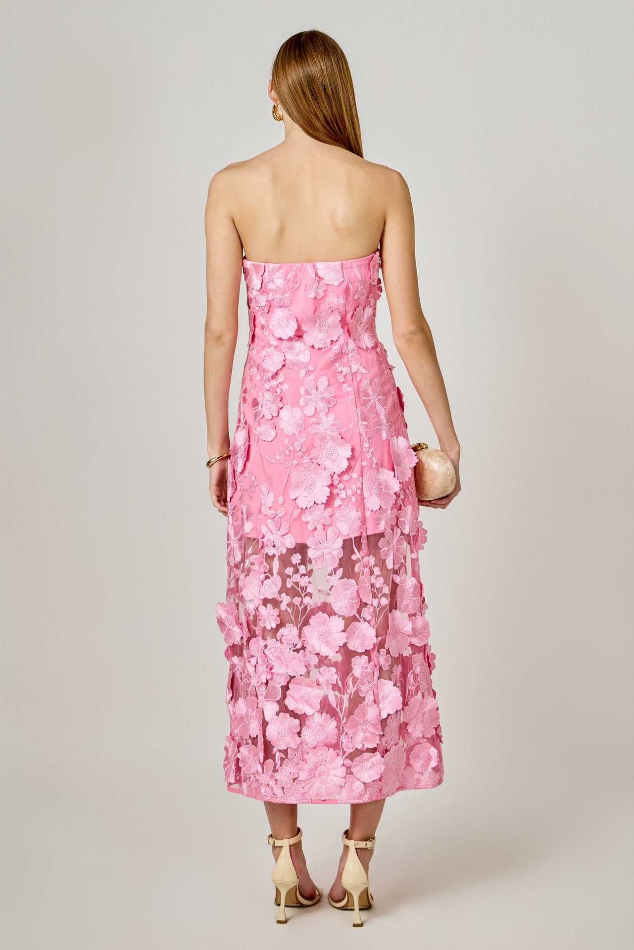 Strapless Floral Embroidered Maxi Dress – Endless Rose