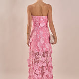 Strapless Floral Embroidered Maxi Dress