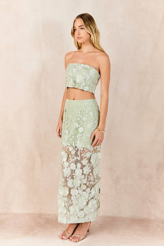 Strapless Floral Embroidered Top