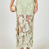 Floral Embroidered Midi Skirt