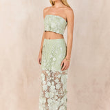 Floral Embroidered Midi Skirt