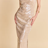 Scoop Neck Sequins Midi Dress