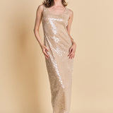 Scoop Neck Sequins Midi Dress