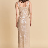 Scoop Neck Sequins Midi Dress