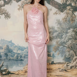 Rose Haltered Sequined Maxi Dress