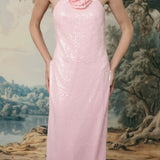 Rose Haltered Sequined Maxi Dress