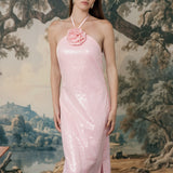 Rose Haltered Sequined Maxi Dress