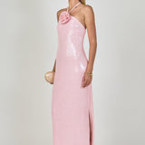Rose Haltered Sequined Maxi Dress